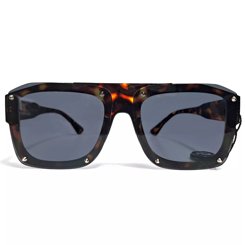 Stylish Rectangular Shield Sunglasses With Havana… - image 1